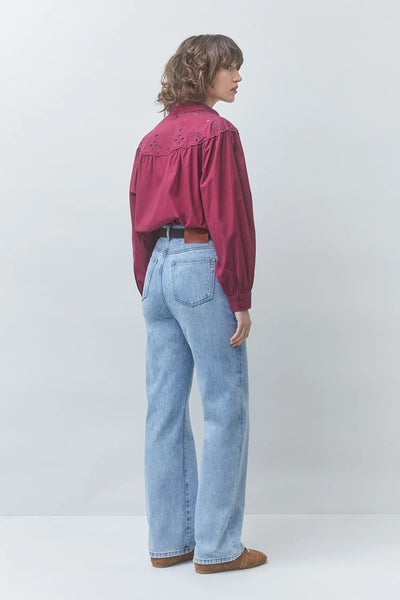 Suncoo Lucky Embroidered Cotton Blouse - Bourgogne