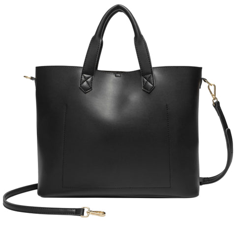 Every Other Twin Strap Twin Pocketed Tote - Black