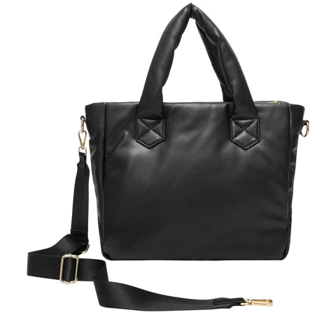 Every Other Wide Twin Strap Pocketed Tote - Black