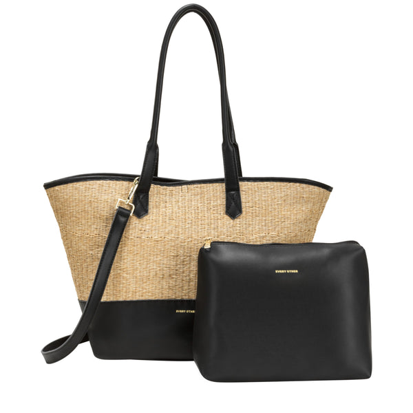 Every Other Twin Strap Large Shoulder Bag - Black