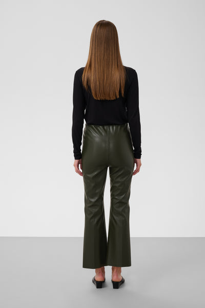 Soaked In Luxury SLKaylee PU Kickflare Pants - Khaki