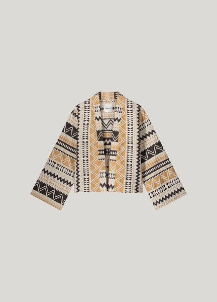 Summum Woman Jacquard Kimono Jacket - Soft Camel