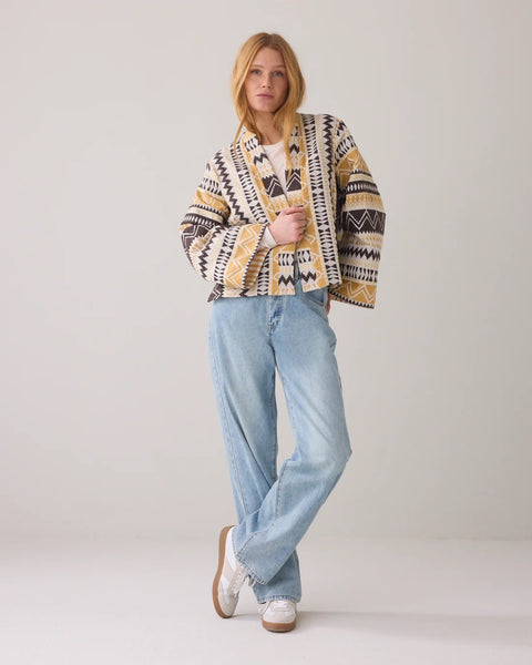 Summum Woman Jacquard Kimono Jacket - Soft Camel