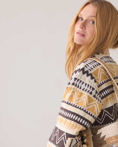 Summum Woman Jacquard Kimono Jacket - Soft Camel