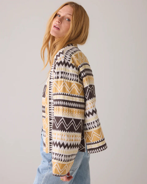 Summum Woman Jacquard Kimono Jacket - Soft Camel