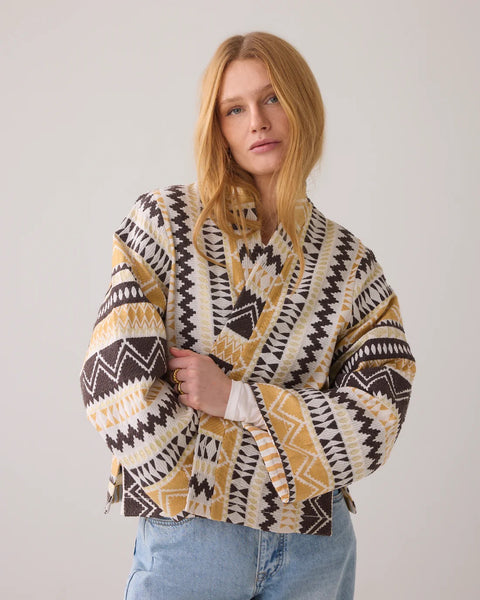 Summum Woman Jacquard Kimono Jacket - Soft Camel