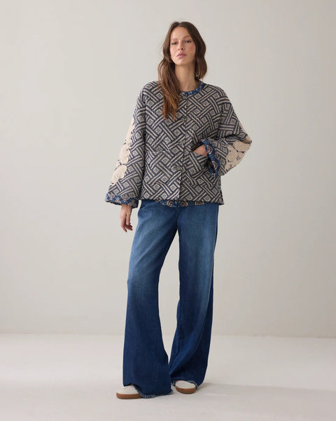 Summum Woman Reversible Embroidered Jacket - Midnight Blue