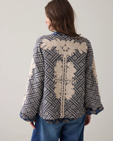 Summum Woman Reversible Embroidered Jacket - Midnight Blue