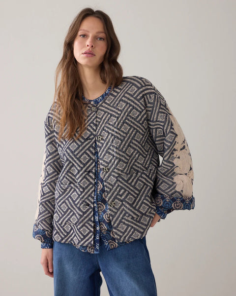 Summum Woman Reversible Embroidered Jacket - Midnight Blue