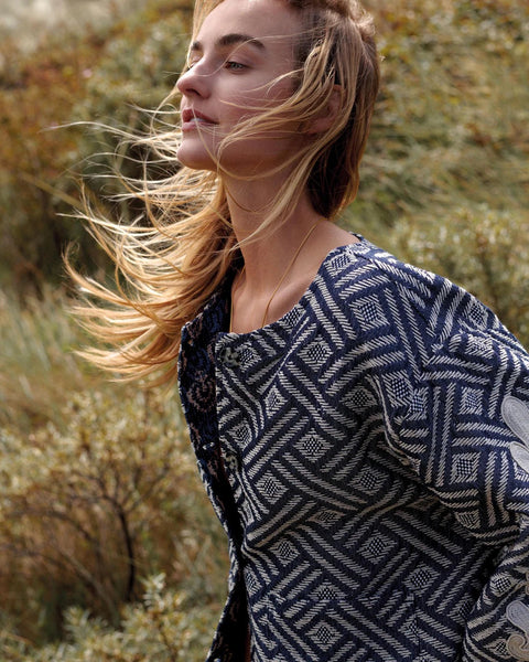 Summum Woman Reversible Embroidered Jacket - Midnight Blue