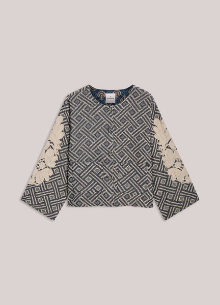 Summum Woman Reversible Embroidered Jacket - Midnight Blue