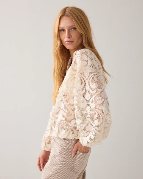 Summum Woman Lace Bomber Jacket - Ivory