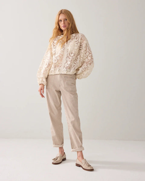 Summum Woman Lace Bomber Jacket - Ivory