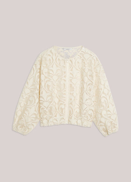 Summum Woman Lace Bomber Jacket - Ivory