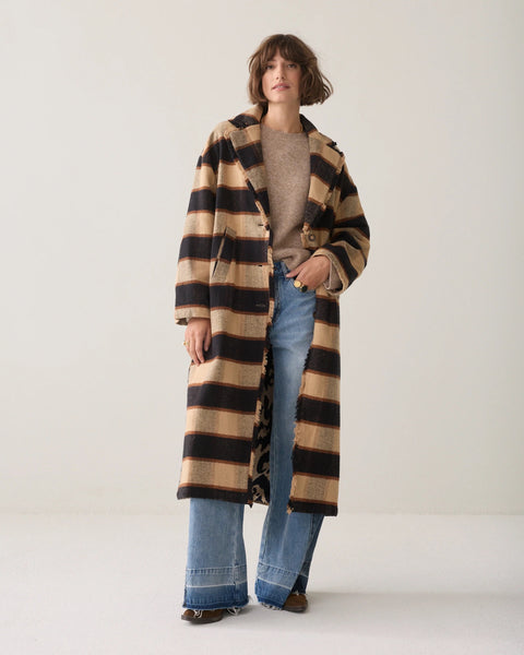 Summum Woman Long Check Coat - Check