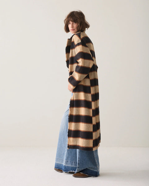 Summum Woman Long Check Coat - Check