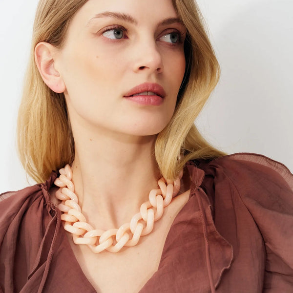 VANESSA BARONI Flat Chain Necklace - Peach Sorbet