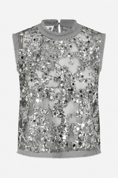 Baum Und Pferdgarten Manira Sequin Top - Grey Sequins