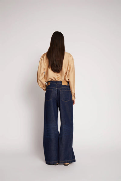 Munthe Obey Wide Leg Jean - Dark Denim