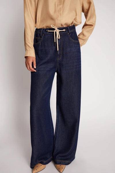 Munthe Obey Wide Leg Jean - Dark Denim