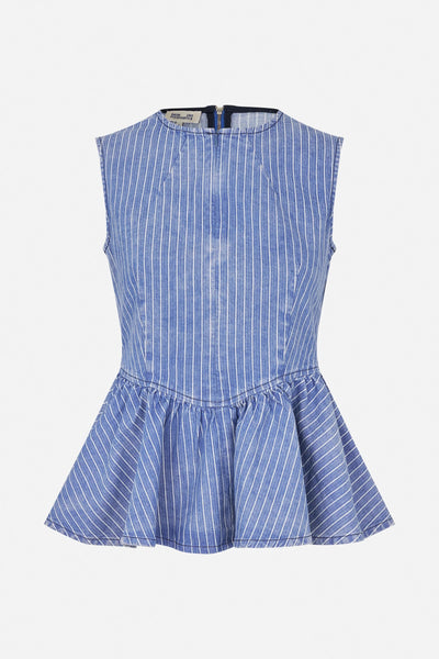 Baum Und Pferdgarten Merja Denim Sleeveless Top - Dutch Blue Stripe