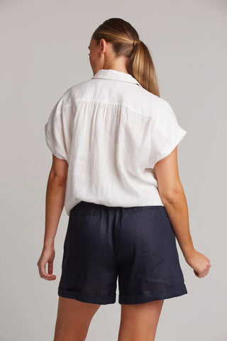 EB&IVE Studio Tie Front Linen Shirt (One Size) - Salt