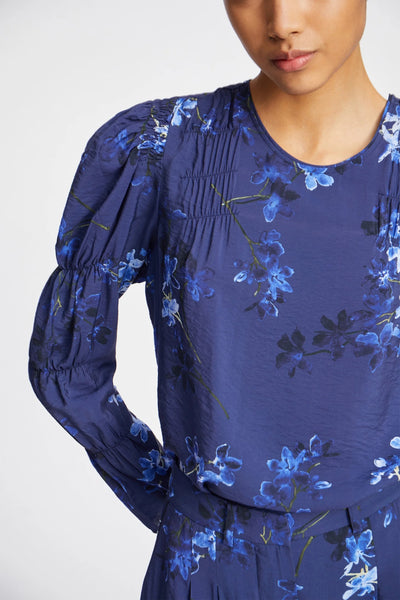 Munthe Frewin Print Long Sleeve Blouse - Navy
