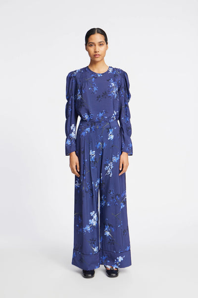 Munthe Frewin Print Long Sleeve Blouse - Navy