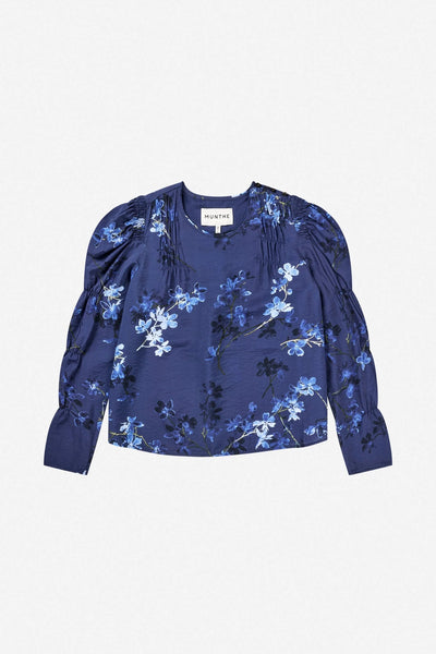 Munthe Frewin Print Long Sleeve Blouse - Navy