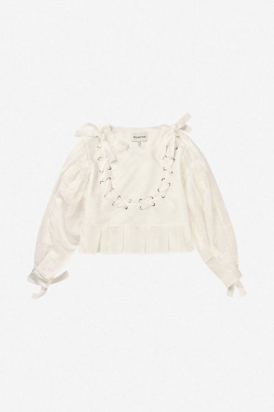 Munthe Freni Embroidered Ribbon Blouse - White