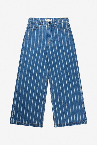 Munthe Ecube Pinstripe Wide Leg Jeans - Indigo Denim