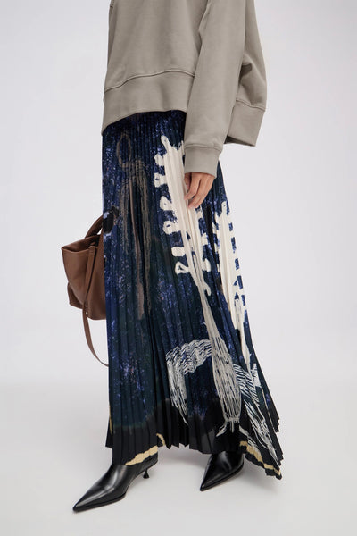 Munthe Pleated Taulla Maxi Skirt - Navy