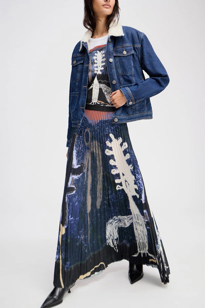 Munthe Pleated Taulla Maxi Skirt - Navy