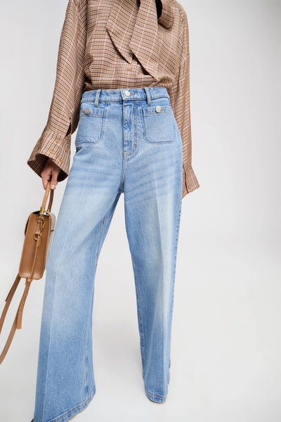 Munthe Lodwar Wide Leg Denim Jeans - Light Denim