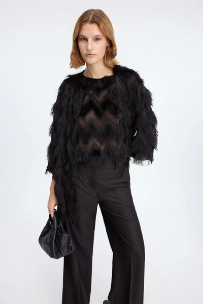Munthe Rossi Fringed Blouse - Black