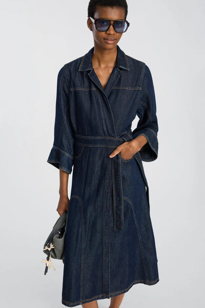 Munthe Bliss Denim Wrap Dress - Indigo