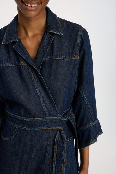 Munthe Bliss Denim Wrap Dress - Indigo