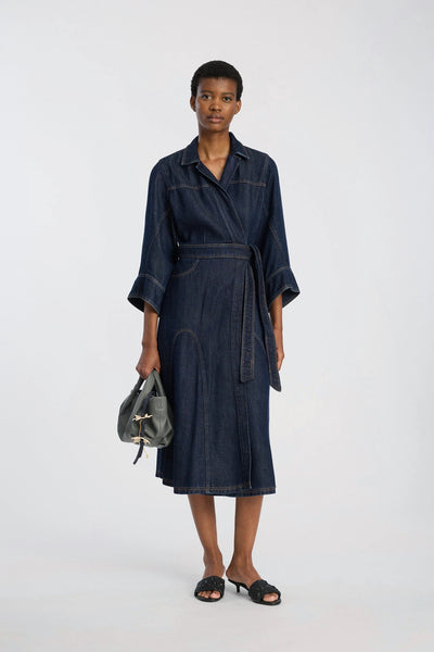 Munthe Bliss Denim Wrap Dress - Indigo