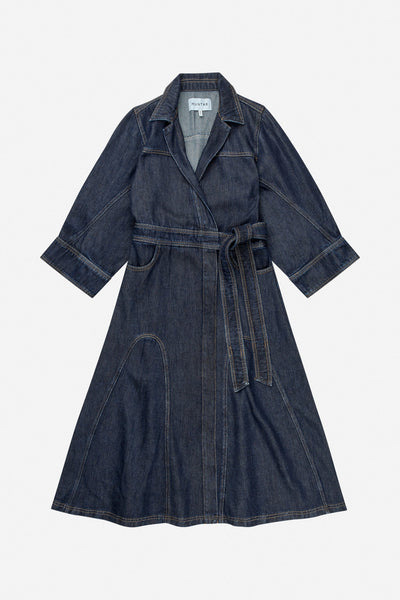 Munthe Bliss Denim Wrap Dress - Indigo