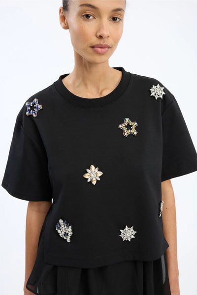 Munthe Vach Black Embellshed T-Shirt