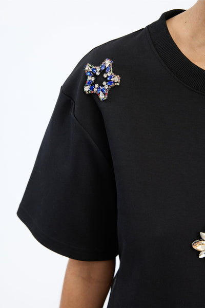 Munthe Vach Black Embellshed T-Shirt