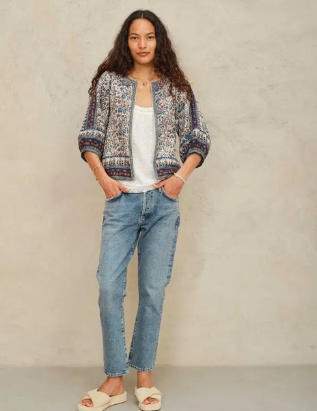 M.A.B.E. Apparel Cass Print Jacket - Indigo / Rust