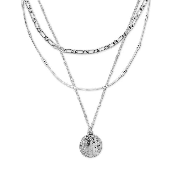 Orelia Jewellery Multi Row Coin Necklace - Silver