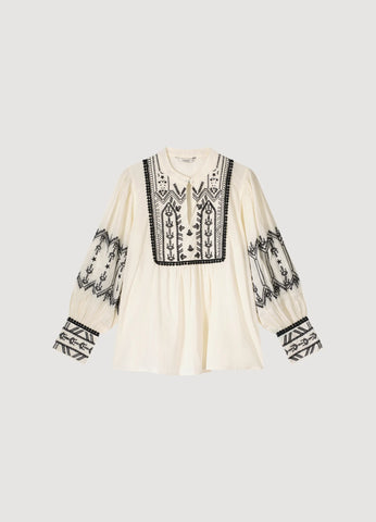 Summum Woman Cotton Embroidery Blouse - Ivory