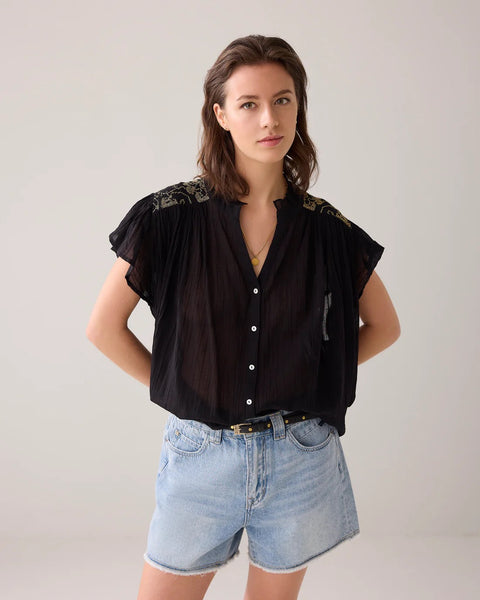 Summum Woman Blouse with Blouse Sleeves - Black