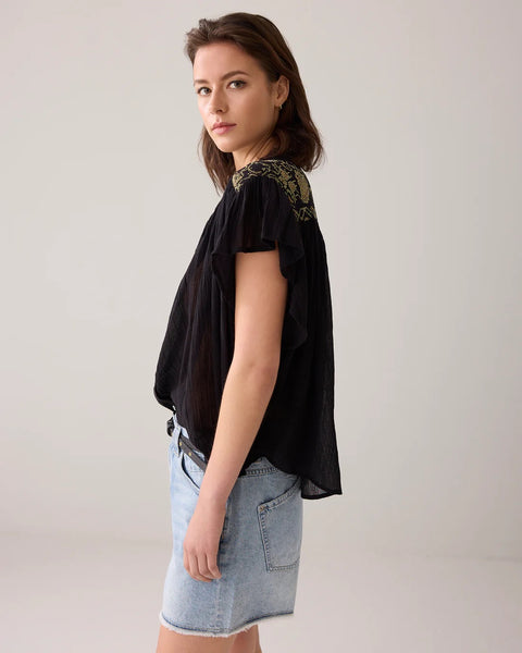 Summum Woman Blouse with Blouse Sleeves - Black