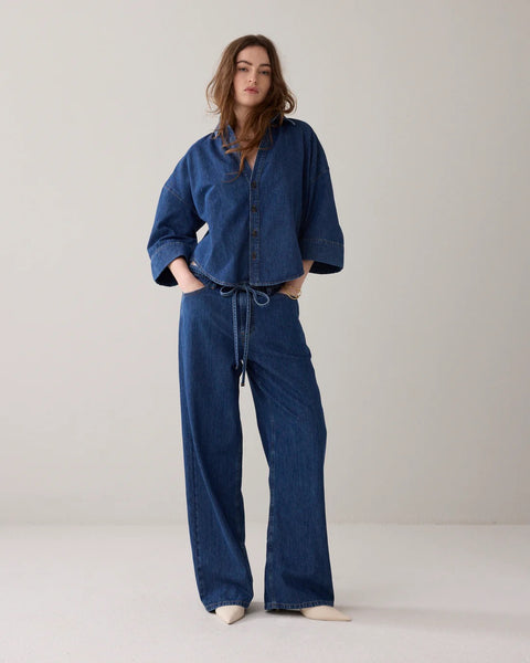 Summum Woman Denim Kimono Light Cotton Blouse - Denim