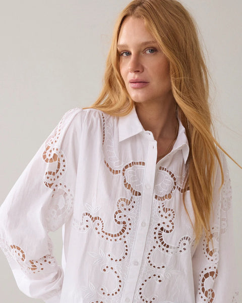Summum Woman Open Work Blouse - White