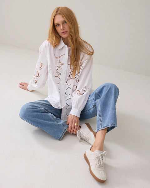 Summum Woman Open Work Blouse - White