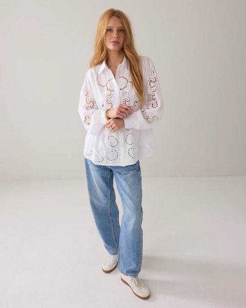 Summum Woman Open Work Blouse - White
